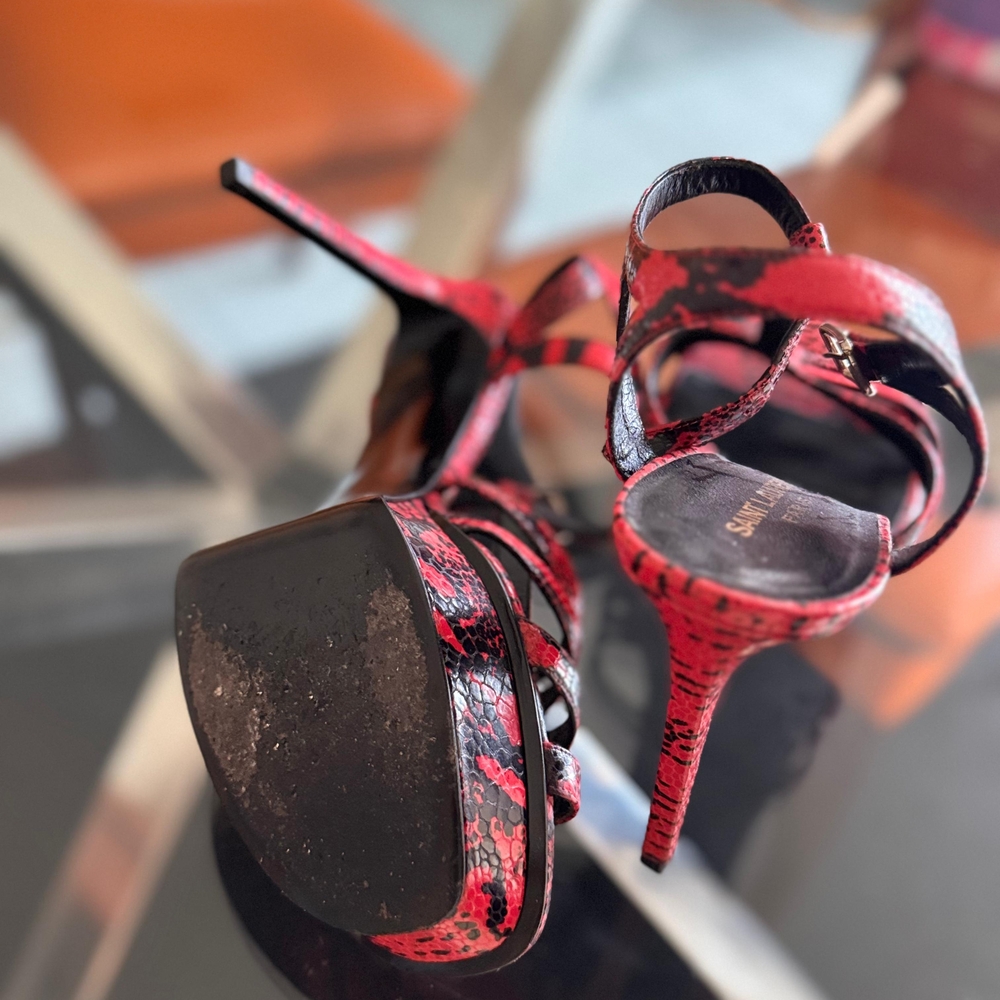 Saint Laurent Exotic Red and Black Heels